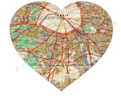 Paris Map Art Print 8 x 10 City Map Heart Wall Decor - No.P215