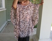 Women swimwear coverups,caftan,blouse,Plus size blue brown XXL,XXXL Ottoman tile floral print-natural cotton-sundress-swimsuit coverup