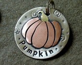 custom dog id tag- fall and halloween themed pumpkin dog tag