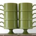 20% Off Marked Price - Vintage Stackable Picnic Cups in Avocado Green - Mid Century Retro Kitchenalia
