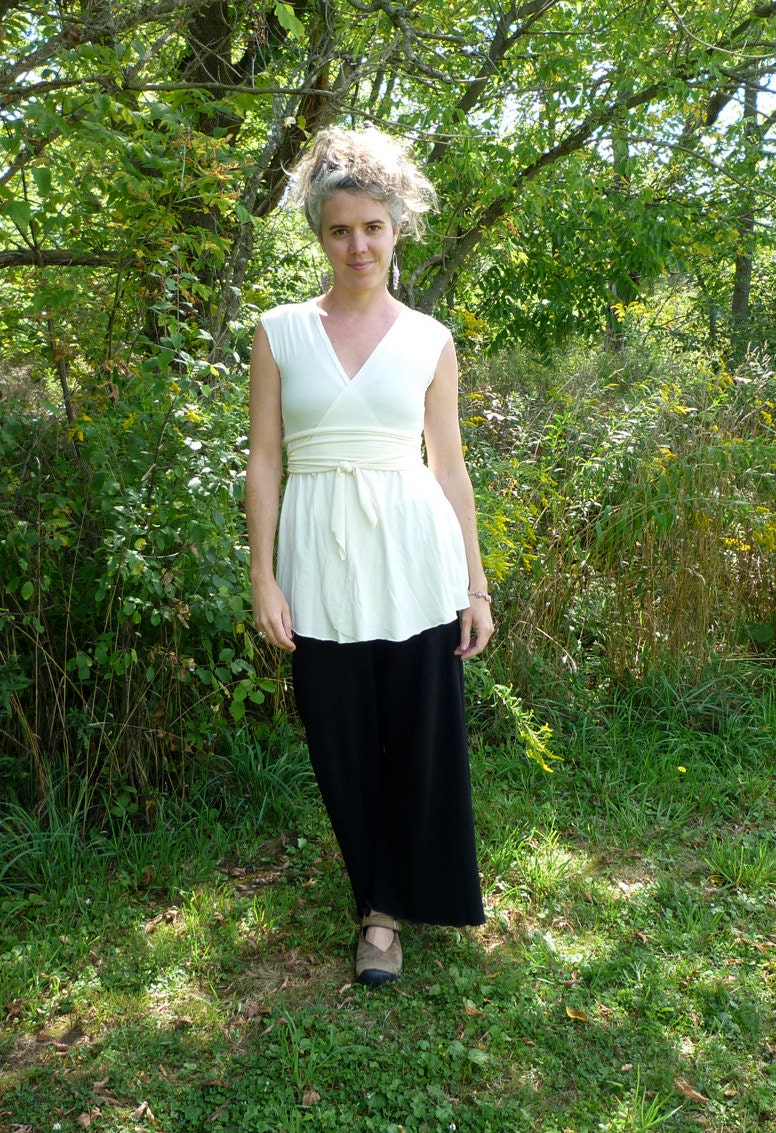 Organic Clothing - Wrap Tunic - Organic Cotton - Shown in Natural - Made to Order