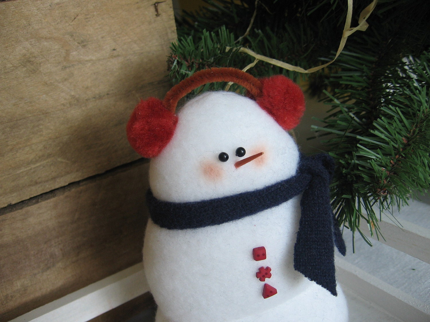 Plush Snowman Fuzzy Fleece Beige Holiday Snowman