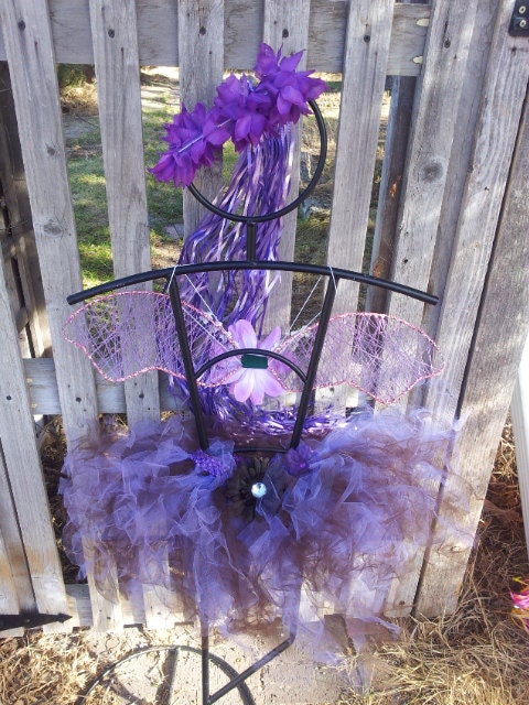 Children's Brown and Purple Fairy Butterfly Tutu Wings Crown Package