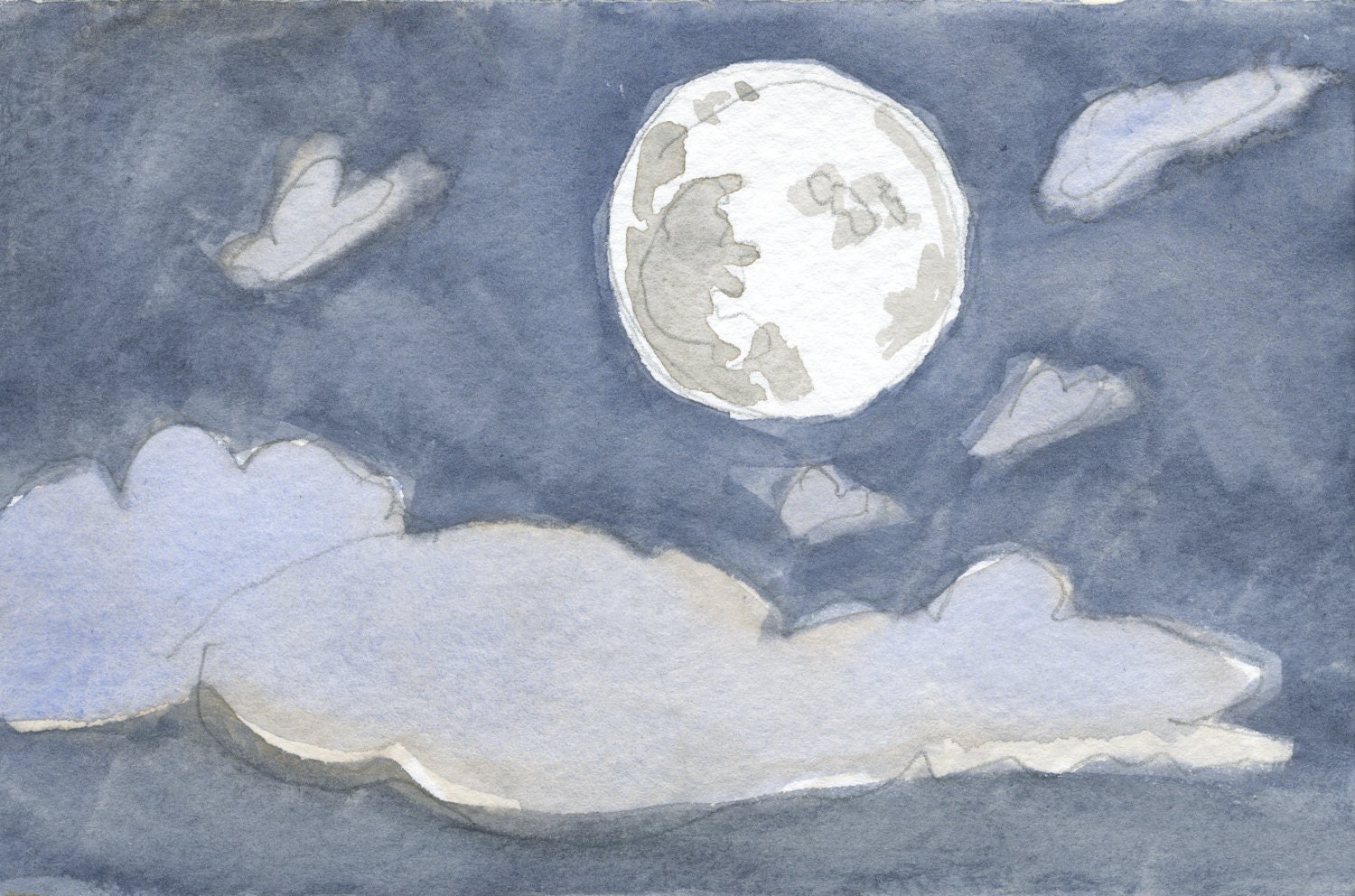 Digital Print: Full Moon and Clouds from the Home Fires Series
