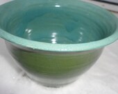Spring green and blue Pottery Bowl, salad, vegetables great shower gift