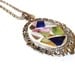 Cameo Victorian Pendant Romantic Necklace Mosaic Antiqued Silver Oval  Blue Gold Pink Broken China