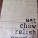 Burlap Place Mats Set of Four (eat, chow, relish, nourish)