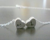 Sterling Silver Double Heart Necklace Earrings Bridal Bridesmaids Special Ocassion Birthday Christmas