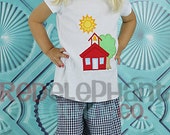 Blue School House Shirt Pants Outfit, Custom Boutique - RedElephantClothing