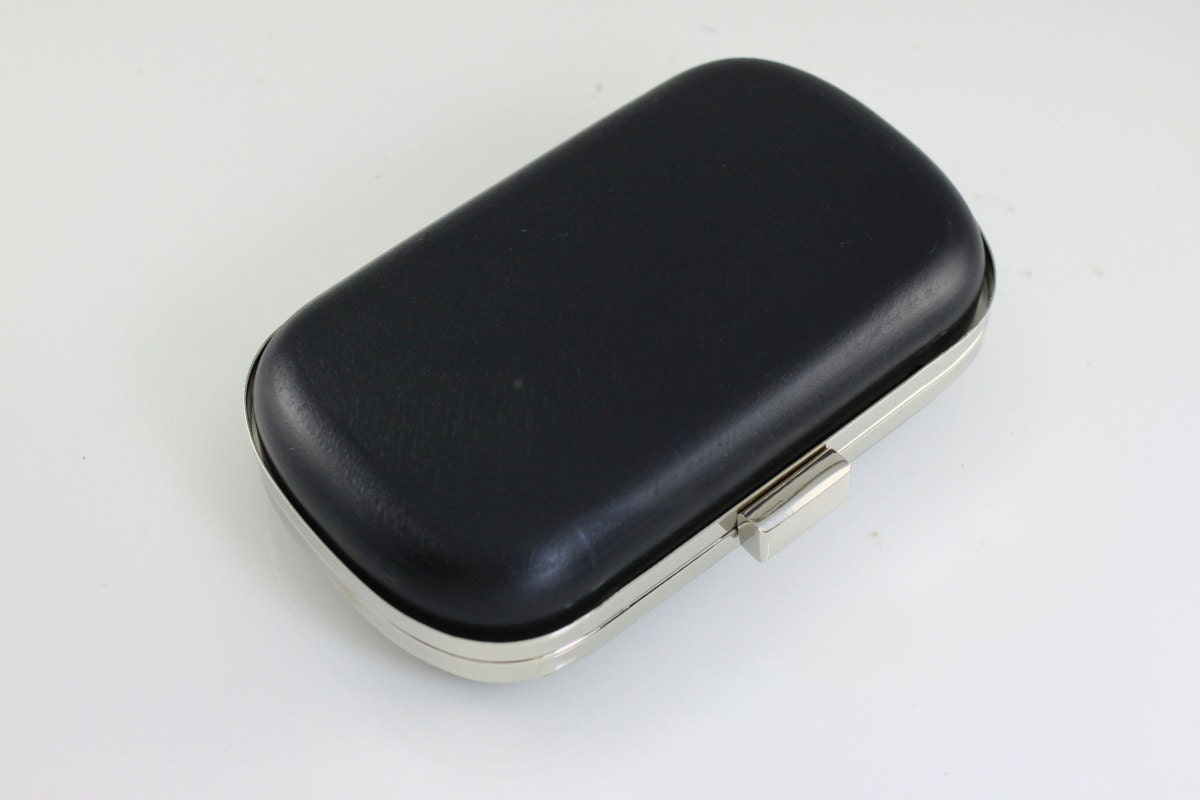 6.5 x 3 3/4 inches - Silver Rounded Edge Shape Dressing Case with Chain Loops - 1 piece