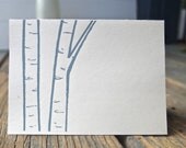 birch tree trunk card on white - blank inside