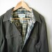 vintage 80s LL BEAN dark olive green/ gray flannel lined shirt / mens xlarge