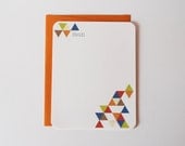 Personalized Stationery Flat Note Cards - Set of 12 - Geometric Triangles
