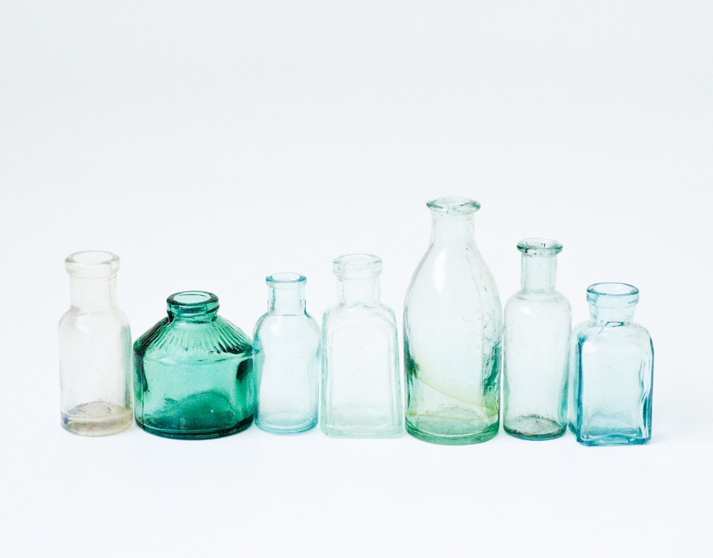 Vintage Mini Glass Bottles - USSR Soviet Union - Collection of 7 Soviet Antique Bottles - Home Decor - isantiik
