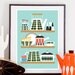 Retro kitchen print, mid century modern poster, stig lindberg, cathrineholm, art for kitchen, kitchenware illustration A2