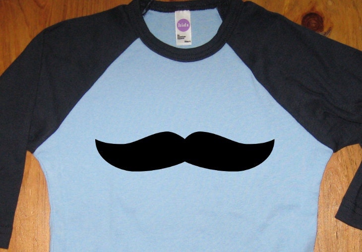 Mustache Shirt - Kids Shirt - Moustache Shirt Kids T Shirt - Raglan Tee Shirt - Sizes 2T, 4T, 6,  - Gift Friendly