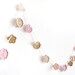 Crochet flower garland bunting home wall wedding decor baby nursery banner hanging doily granny chic beige champagne pink rose dust