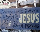 Jesus and Germs Sign, Vintage Sign, Kitchen Sign, Home Decor, Distressed wall decor