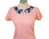 T-Shirt Floral 100% cotton peach
