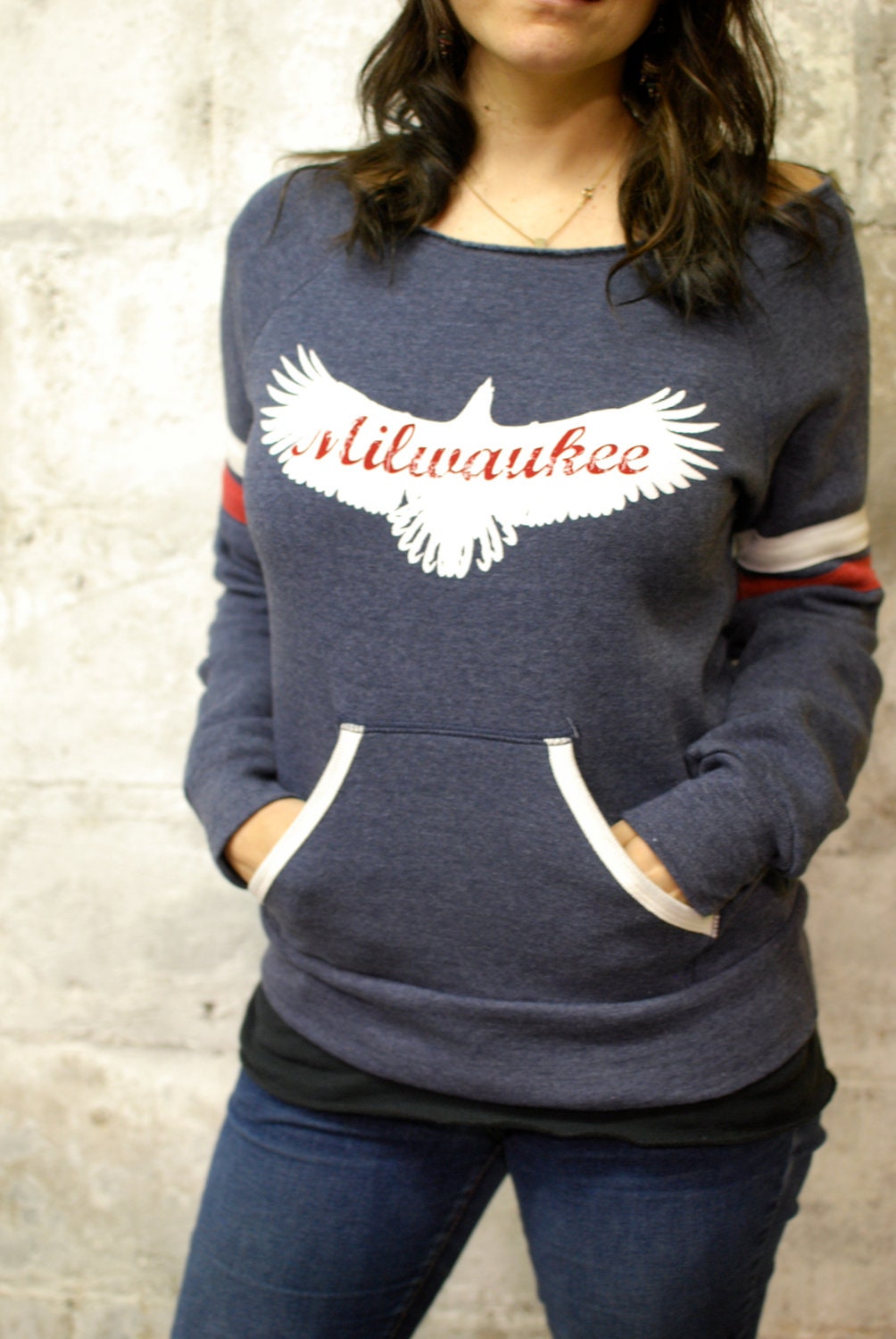 Milwaukee Eagle Off-The-Shoulder Sweatshirt