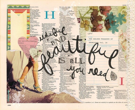 Collage Art Print - 8x10 - Inspirational Quote - Useful and Beautiful is All You Need