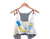 Simpsons Marge n Maggie on 60s WaterColor fabric size M