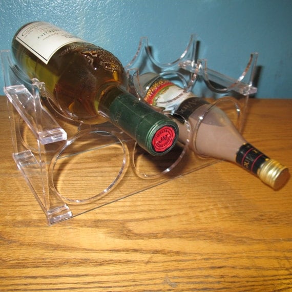 Vintage Clear Lucite Wine Rack