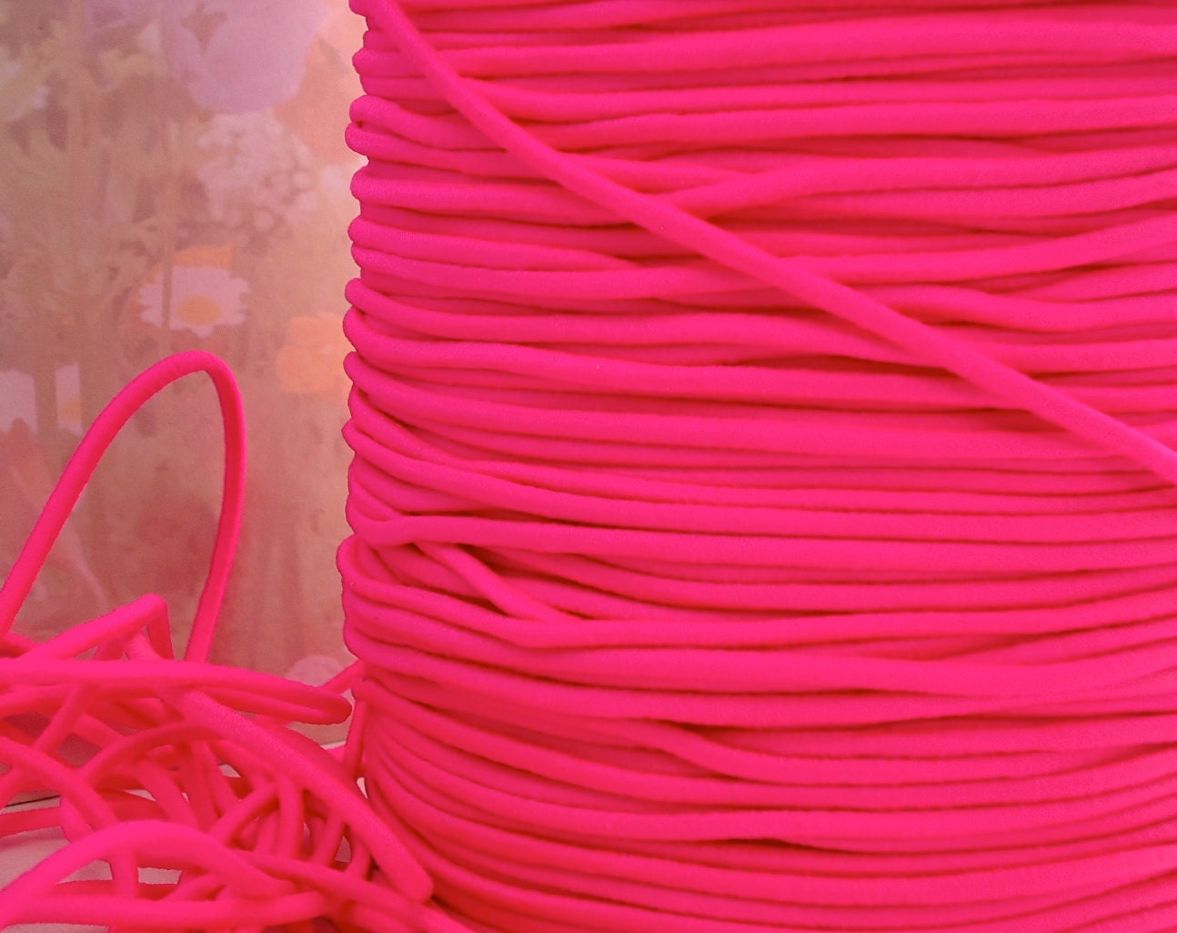 5yds Elastic bands 2mm Neon Pink Elastic Cords by BestBobs