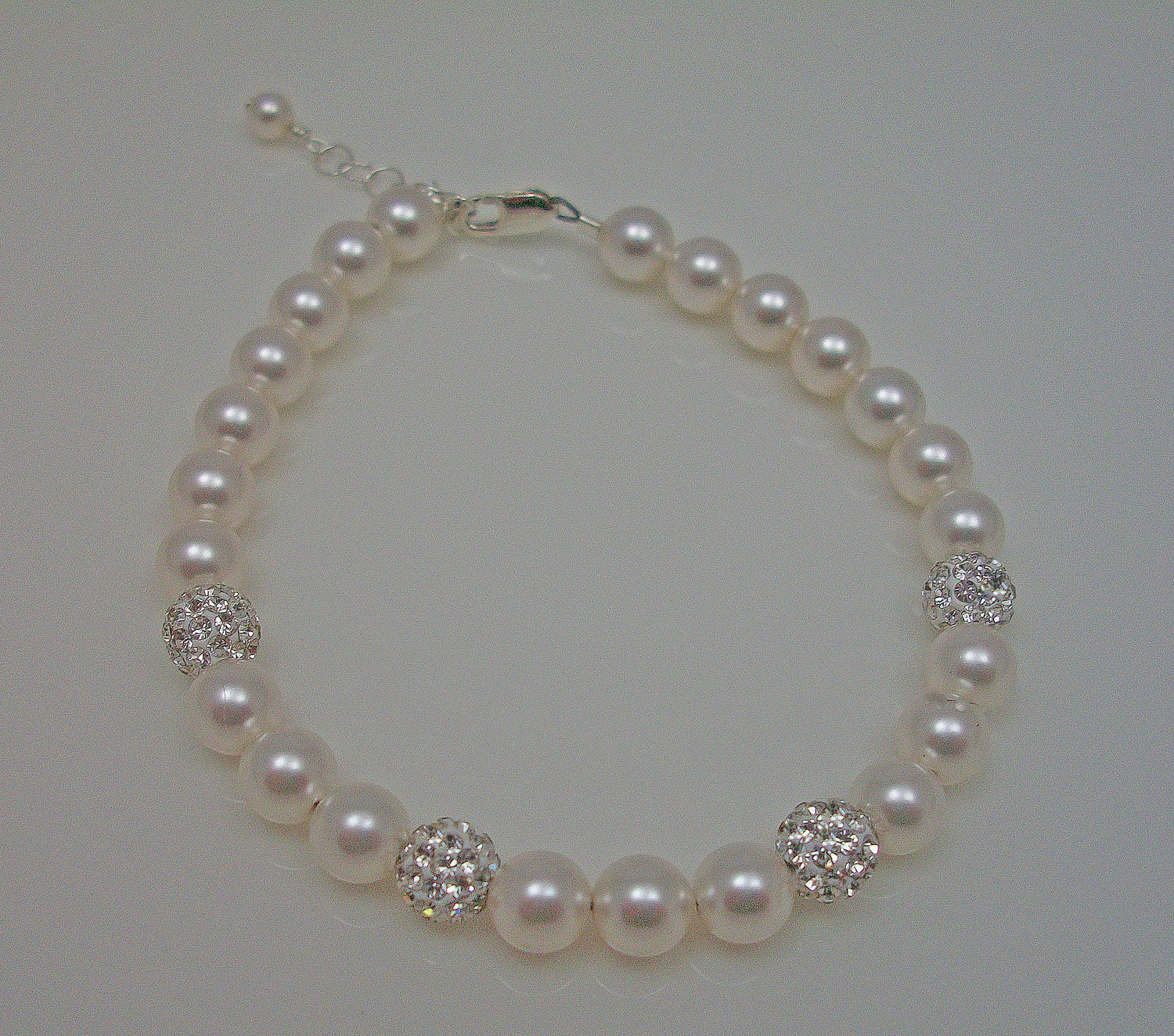 Swarovski Crystal Pearl Pave Rhinestone Ball Bridal Bracelet, The Natalie