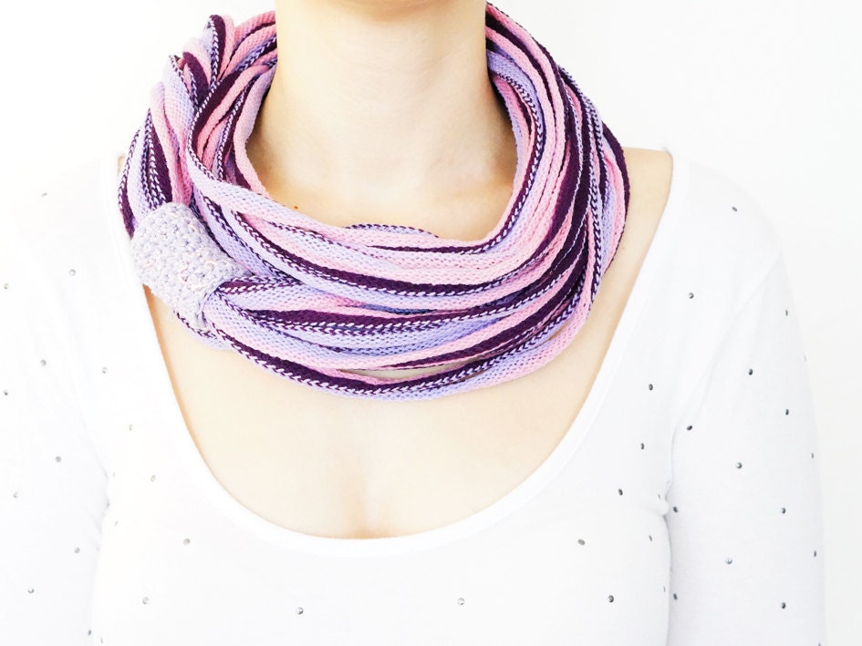 SCARF // Purple Lilac Infinity Eternity Scarf Noodle Scarves Cotton Fashion Neckwarmer Circle Necklace Chunky Cowl