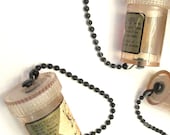 Vintage Clear Hard Plastic Vial with Chain and Screw-On Lid: Perfect for Assemblage/Collage/Jewelry Projects
