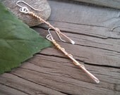 Sterling Silver Dangle Earrings, Copper and Brass Wire Wrap Earrings, Hammered Dangle Earrings, Handmade Drop Earrings, Birthday Gift