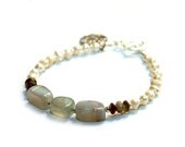 SACRAL CHAKRA - Opal and Labradorite Pearl Lotus Bracelet (Second Chakra - Arthritis, low energy, spinal issues, muscle cramps)