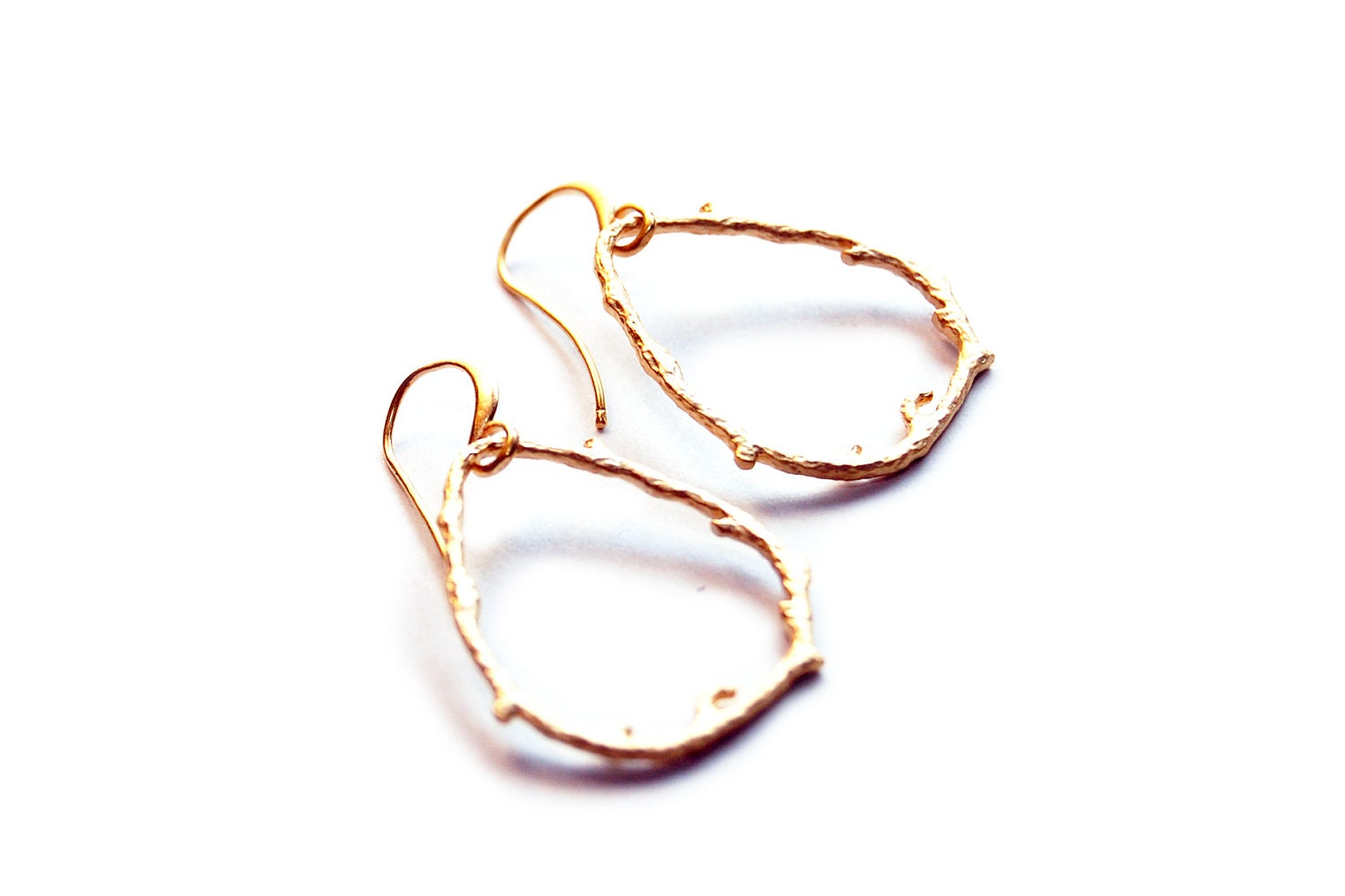 14k Gold Plated Matte Branch Earrings