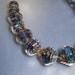 Lampwork Beads Blue Chalcedony Ribbed Stubby Bi-cone Beads (17)- Rustic Collection - LEteam