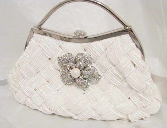 White Bridal Wedding Bag Clutch Formal Wear by weddingswithflair