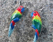 Old School Tropical Birds -- 1980's era dangle earrings