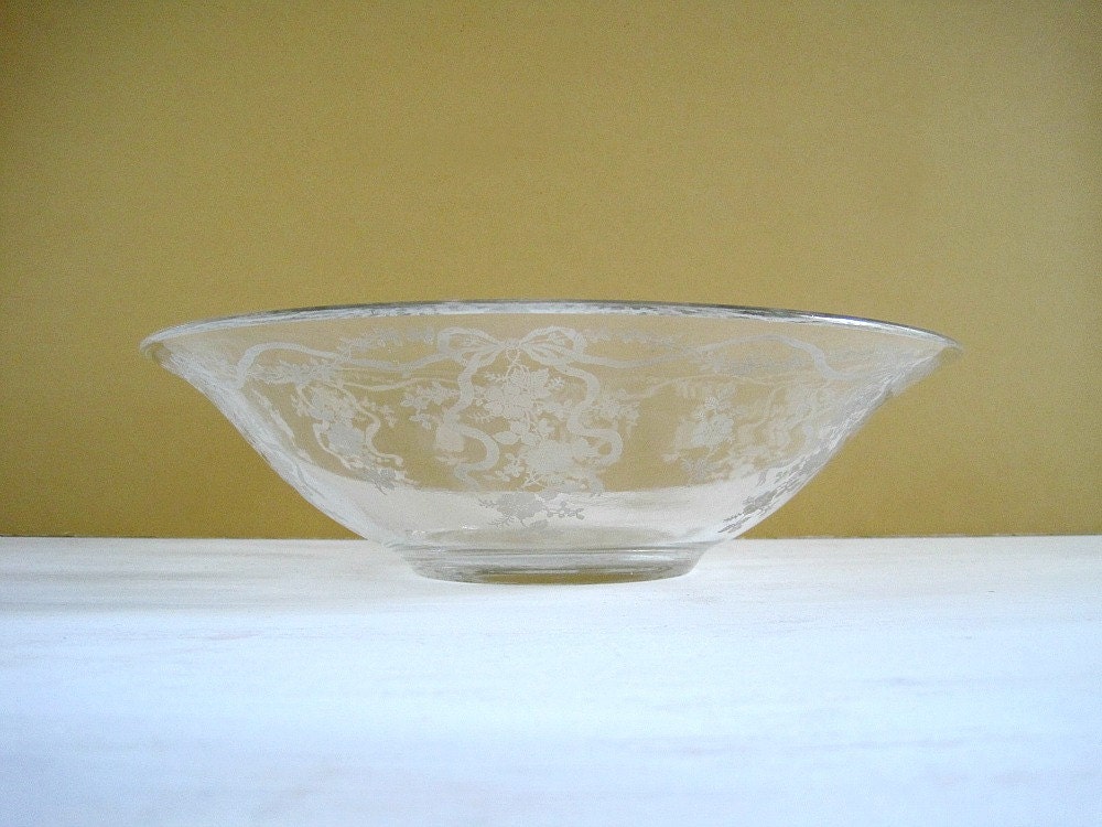 Vintage Etched Crystal Flared Bowl - Fostoria Romance