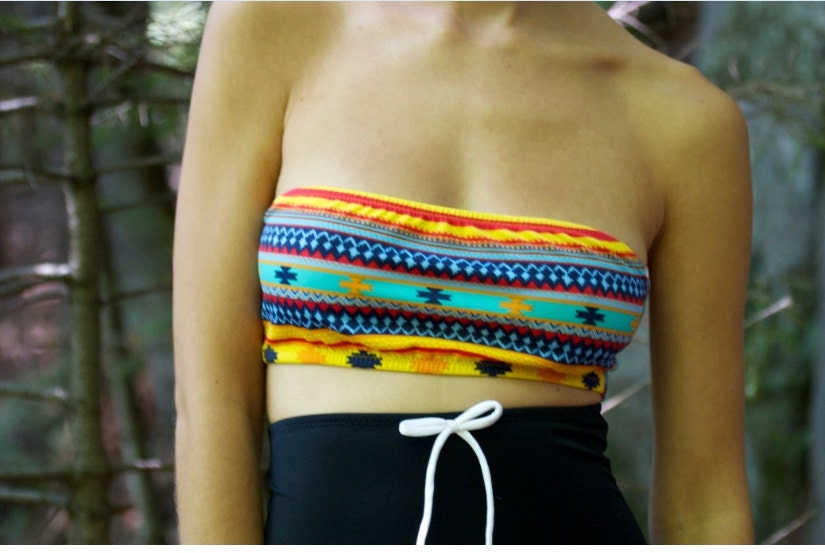 Yellow Aztec bandeau TOP swimsuit