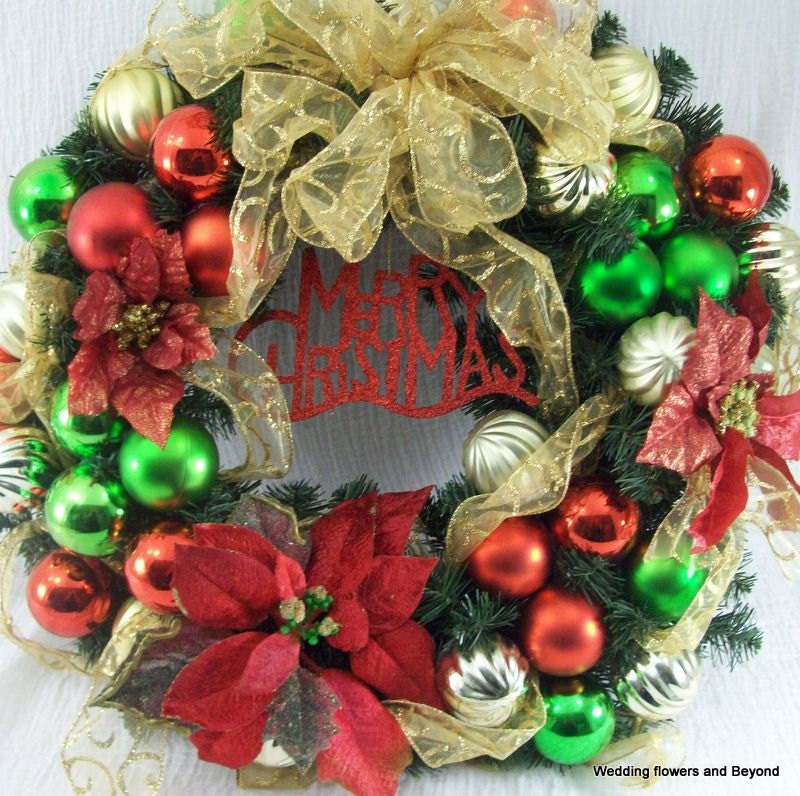 FRee SHiPPiNG CHRiSTMaS GiFT SaLe TRaDTioNaL ReD,GoLD,GReeN CHRiSTMaS WReaTH OOAK HaNDMaDe CHRiSTMaS GiFT