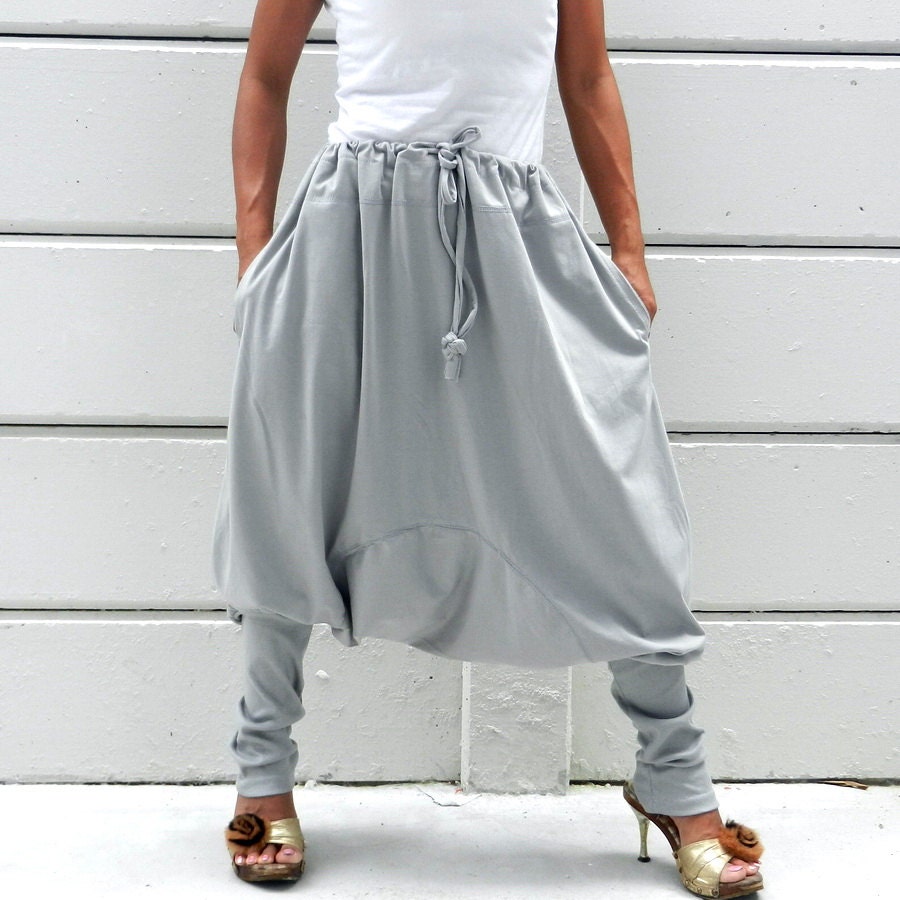 SALE 30 % OFF Ninja Gaucho Style String Tie, Comfortable,Unisex Pale Grey Cotton jersey.