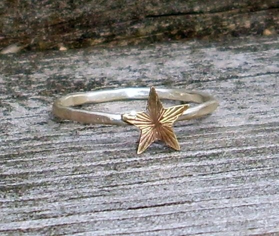 Little Star- Sterling Silver and Brass -Stacking Ring