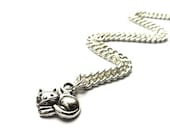 Cat necklace - kitten in silver - jewelry gift for her - kitty cat charm, animal lover gift