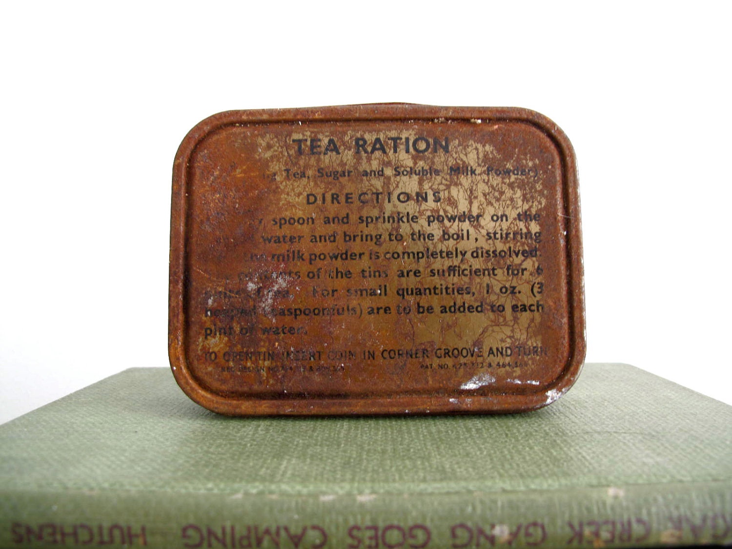 Antique Tea Ration Tin - Military Issued Metal Box - Vintage Industrial Decor