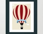 A3 Art Print Hot Air Balloon Fly Away Nursery Baby Art Home Décor Original Design by Adidit Print no. 178