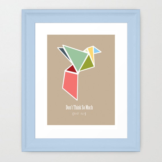 Origami Bird A3 Art Print - Choose Your Background Color - Home Décor Original Design by Adidit Print no. 021