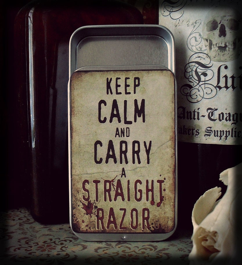 Keep Calm - large pillbox tin / stash case