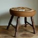 Vintage Wooden Stool with Tribal Woven Seat