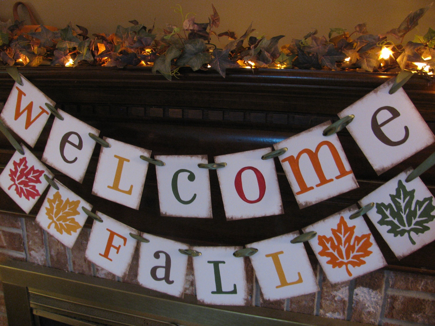 Fall Banner Welcome Fall Autumn Leaf Garland Sign Photo Prop Beautiful Fall Colors Can Add More Leaves