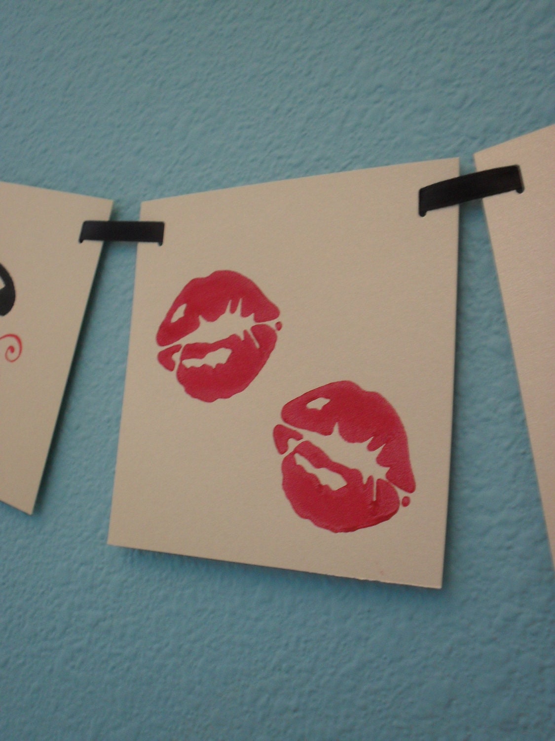 Girl's Night banner Bachelorette party sign Kiss Lips in red, black, tan or custom Il_570xn